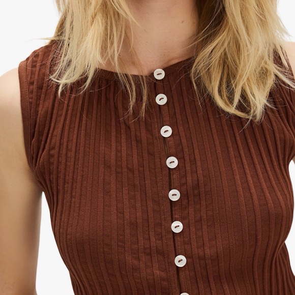 Free People Tilly Rib Button-Up Top - Picture 3 of 3